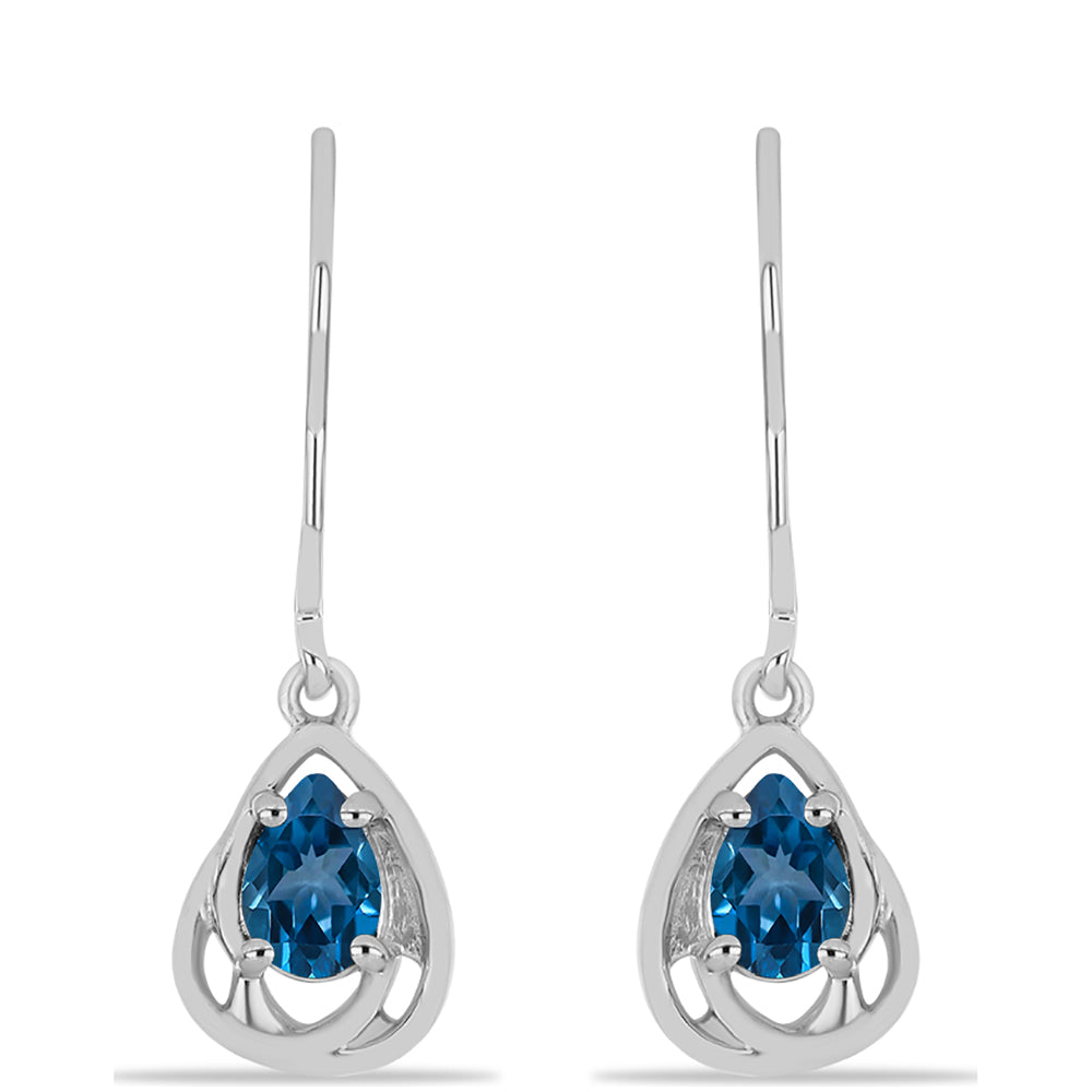 Silberohrringe mit londonblauem Topas