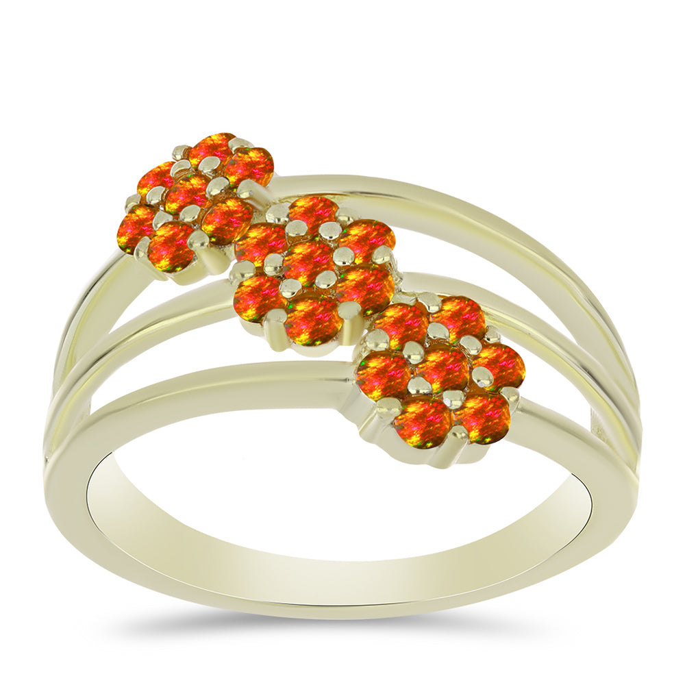 Goldplattierter Silberring mit amerikanischem Feueropal 3 