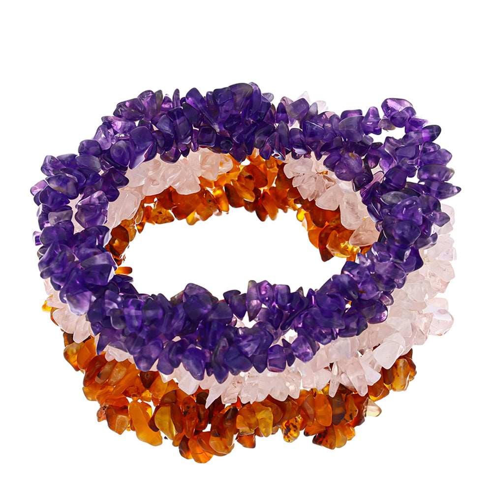 Schmuckgarnitur aus Nugget mit marokkanischem Amethyst und Karneol 1 