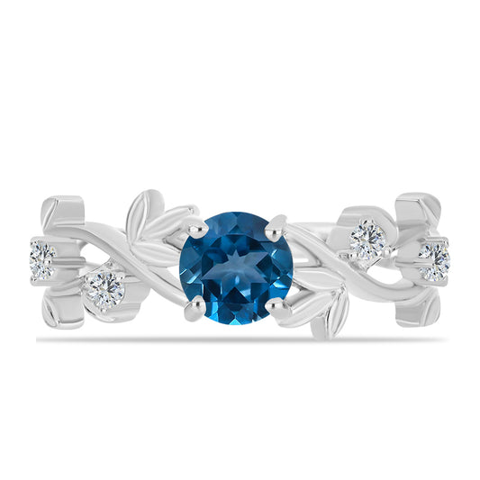 Silberring mit londonblauem Topas und weißem Topas