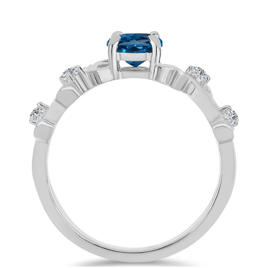 Silberring mit londonblauem Topas und weißem Topas