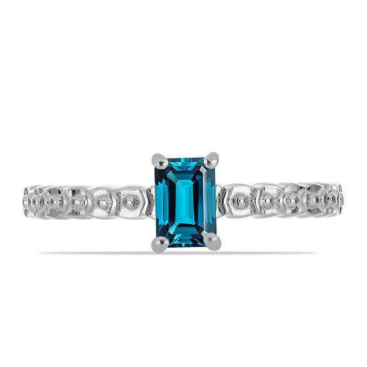 Silberring mit londonblauem Topas
