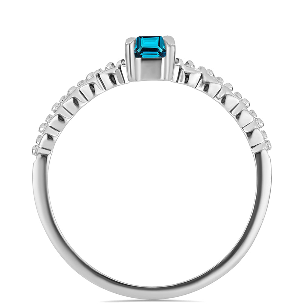 Silberring mit londonblauem Topas 2 