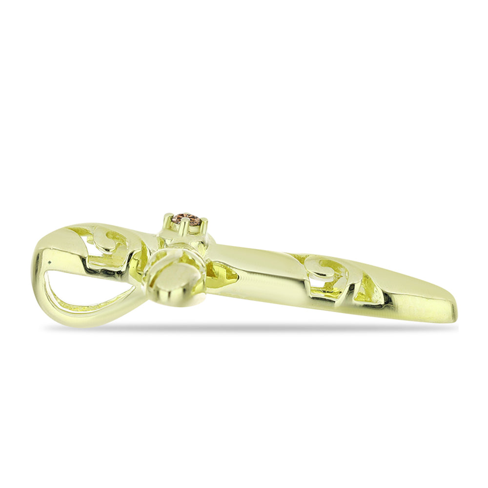 Goldplattierter Silberanhänger mit Champagner-Diamant 2 