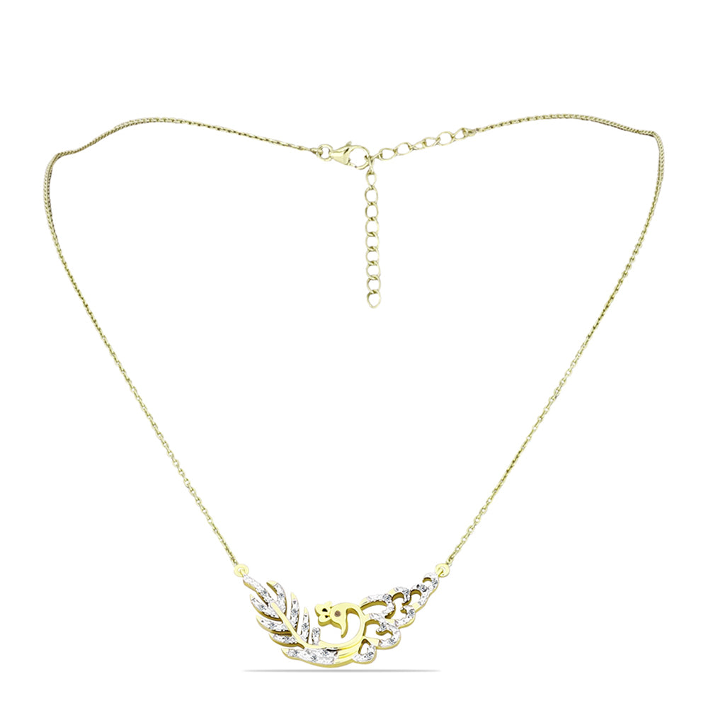 Goldplattierte Silberhalskette mit Champagner-Diamant und weißem Diamant
