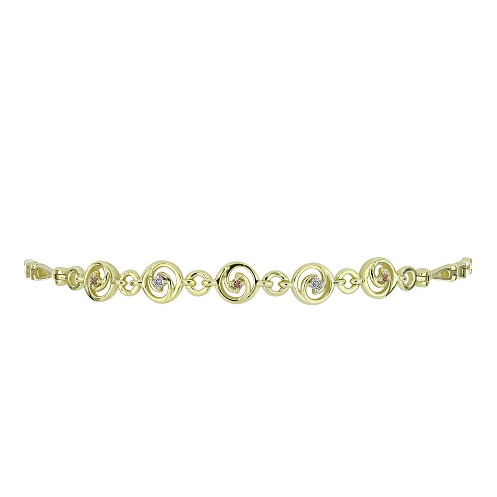 Goldplattiertes Silberarmband mit Champagner-Diamant und weißem Diamant