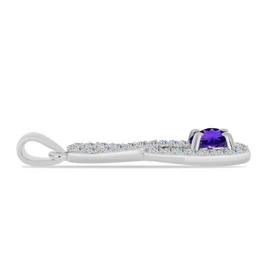 Silberanhänger mit marokkanischem Amethyst und weißem Topas