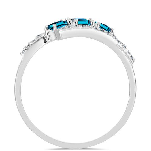 Silberring mit londonblauem Topas und weißem Topas