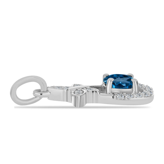 Silberanhänger mit londonblauem Topas und weißem Topas