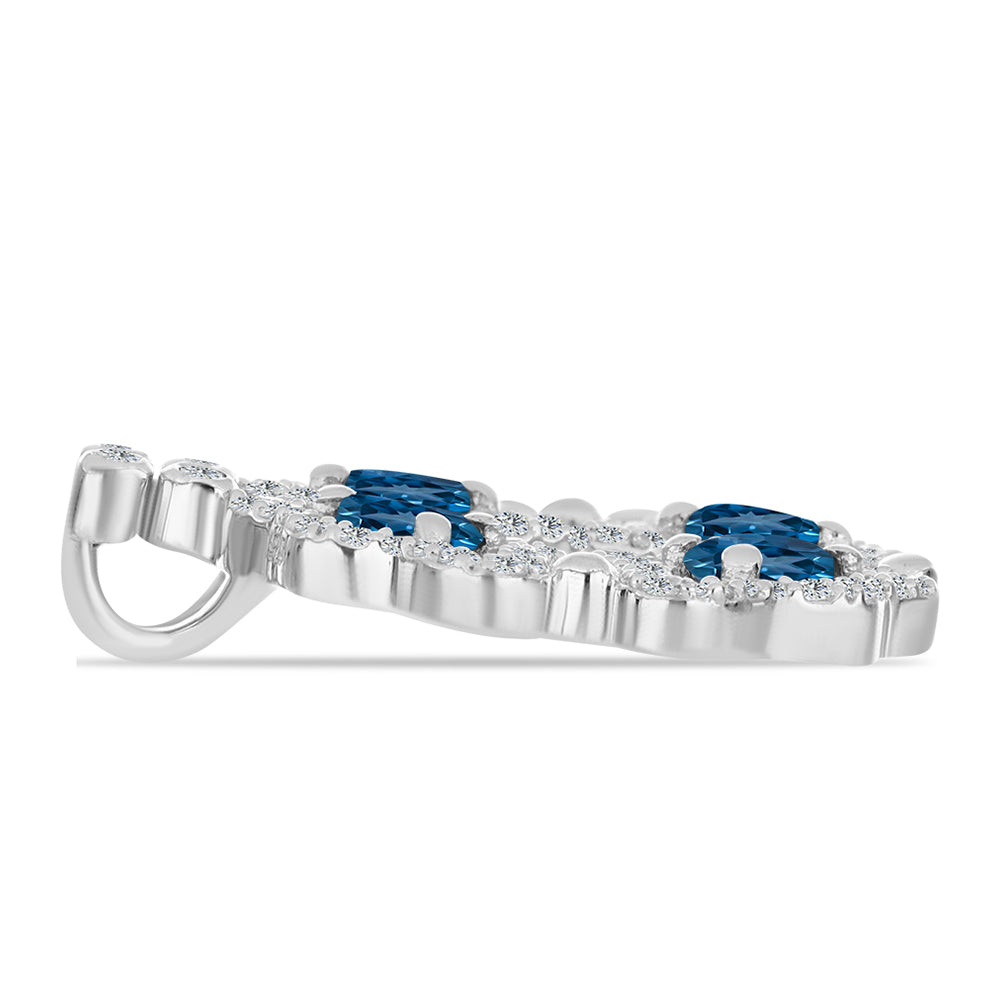 Silberanhänger mit londonblauem Topas und weißem Topas 2 