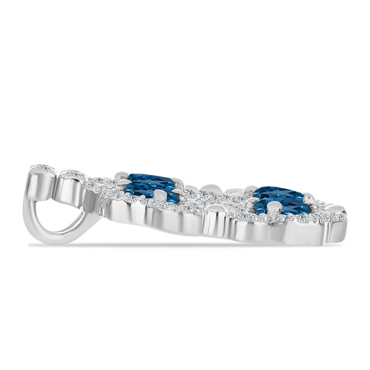 Silberanhänger mit londonblauem Topas und weißem Topas