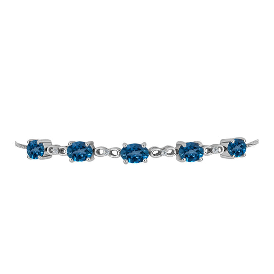 Silberarmband mit londonblauem Topas und weißem Topas