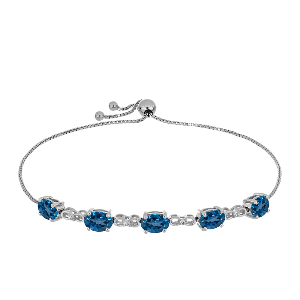 Silberarmband mit londonblauem Topas und weißem Topas 1 