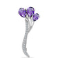 Silberbrosche mit marokkanischem Amethyst und weißem Topas