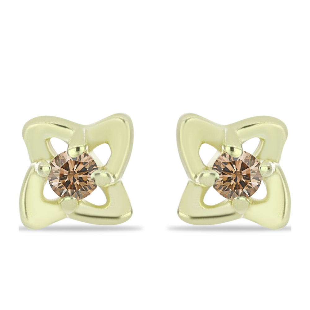 Goldplattierte Silberohrringe mit Champagner-Diamant