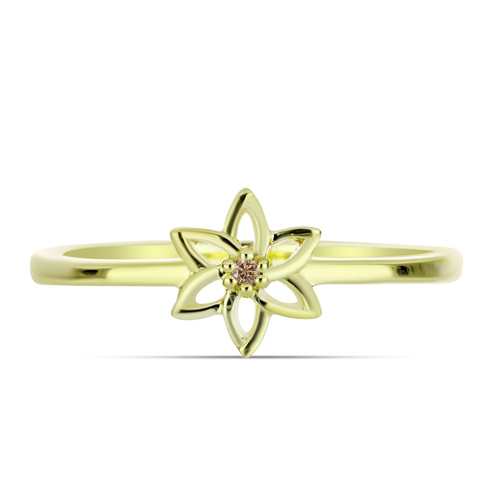 Goldplattierter Silberring mit Champagner-Diamant 1 