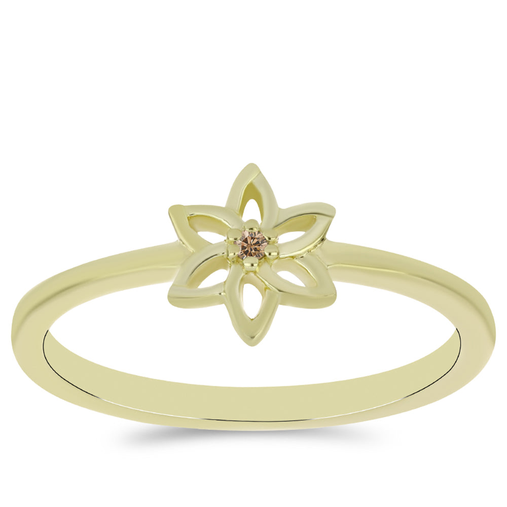 Goldplattierter Silberring mit Champagner-Diamant 3 