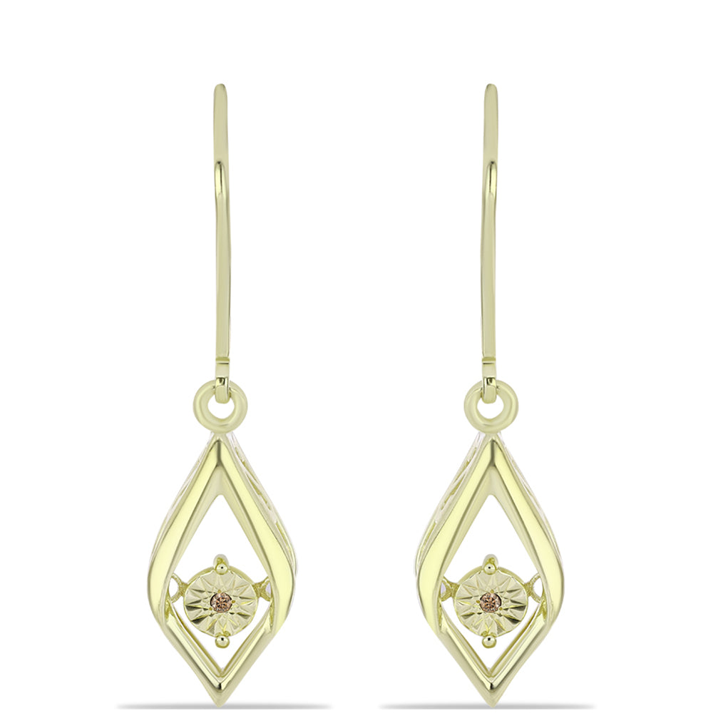 Goldplattierte Silberohrringe mit Champagner-Diamant 1 