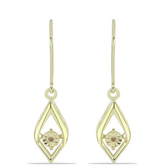 Goldplattierte Silberohrringe mit Champagner-Diamant