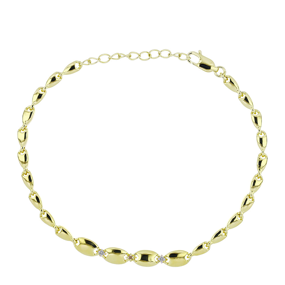 Goldplattiertes Silberarmband mit Champagner-Diamant und weißem Diamant 1 