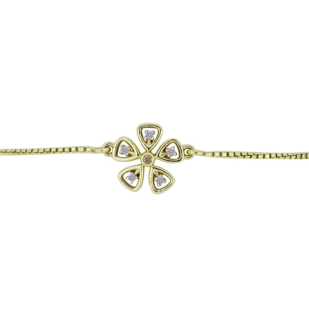 Goldplattiertes Silberarmband mit Champagner-Diamant und weißem Diamant 2 