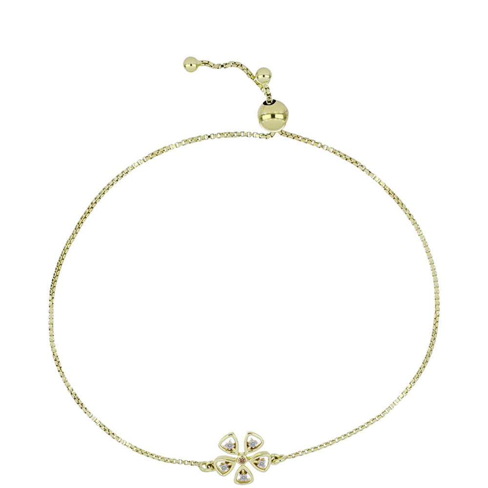 Goldplattiertes Silberarmband mit Champagner-Diamant und weißem Diamant