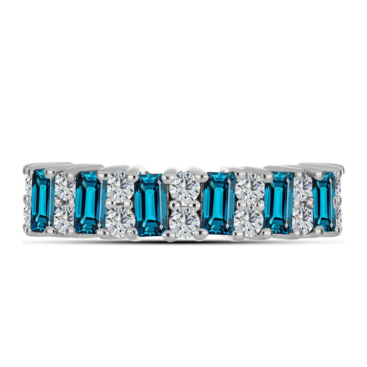 Silberring mit londonblauem Topas und weißem Topas