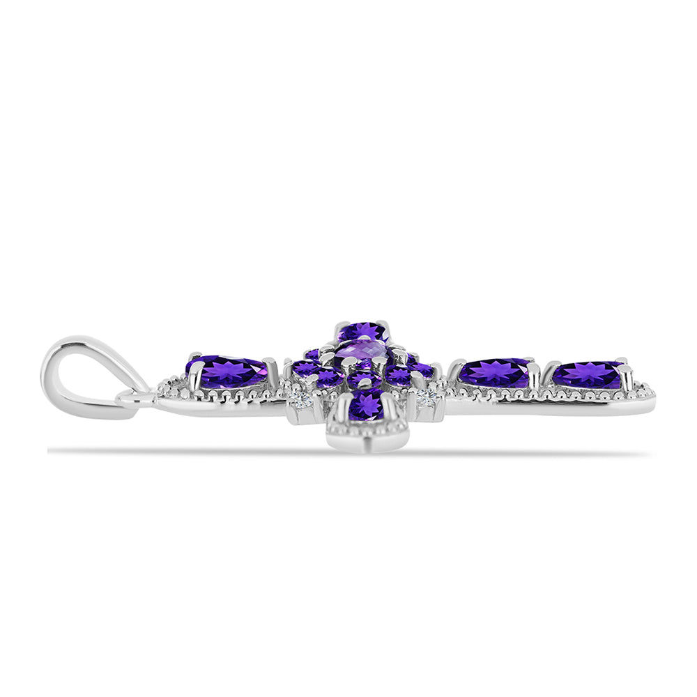 Silberanhänger mit marokkanischem Amethyst und weißem Topas 2 