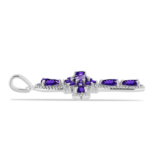 Silberanhänger mit marokkanischem Amethyst und weißem Topas
