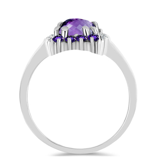 Silberring mit marokkanischem Amethyst und weißem Topas