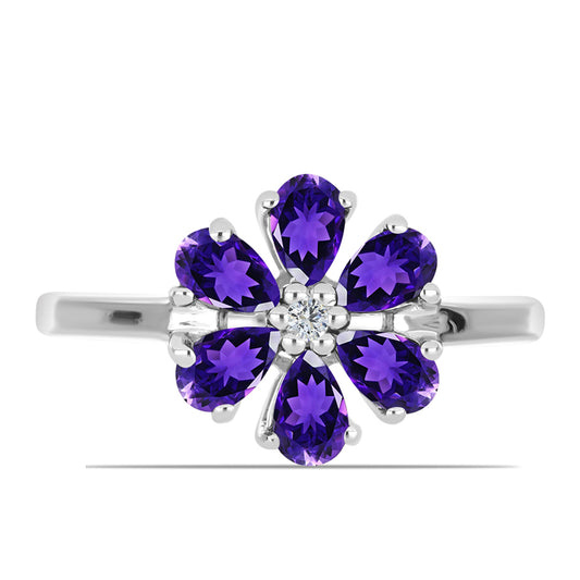 Silberring mit marokkanischem Amethyst und weißem Topas