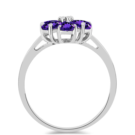 Silberring mit marokkanischem Amethyst und weißem Topas