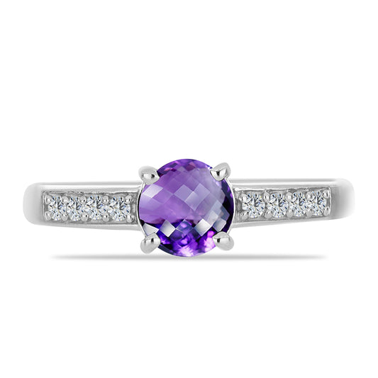 Silberring mit marokkanischem Amethyst und weißem Topas