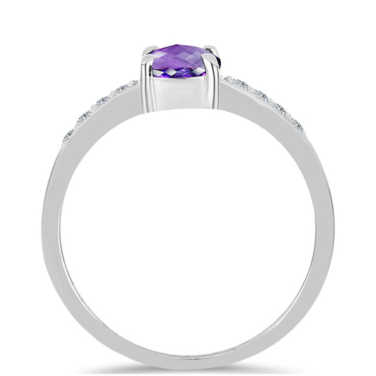 Silberring mit marokkanischem Amethyst und weißem Topas