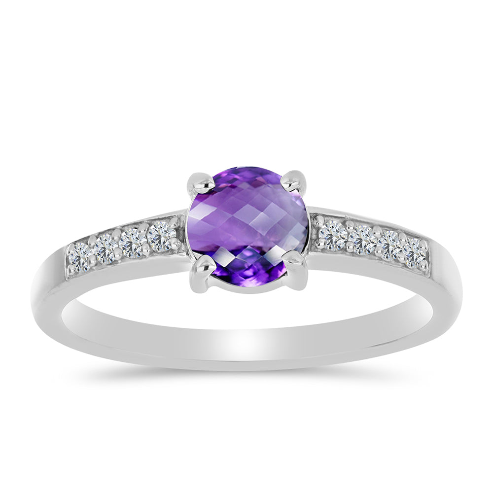 Silberring mit marokkanischem Amethyst und weißem Topas 3 