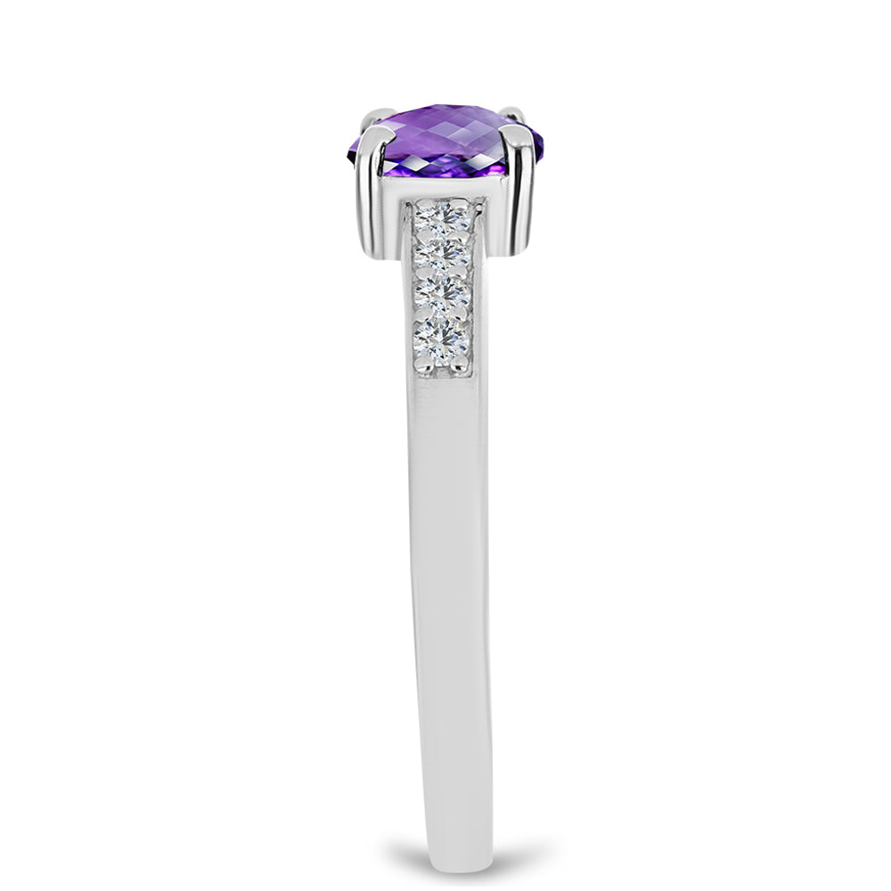 Silberring mit marokkanischem Amethyst und weißem Topas 4 