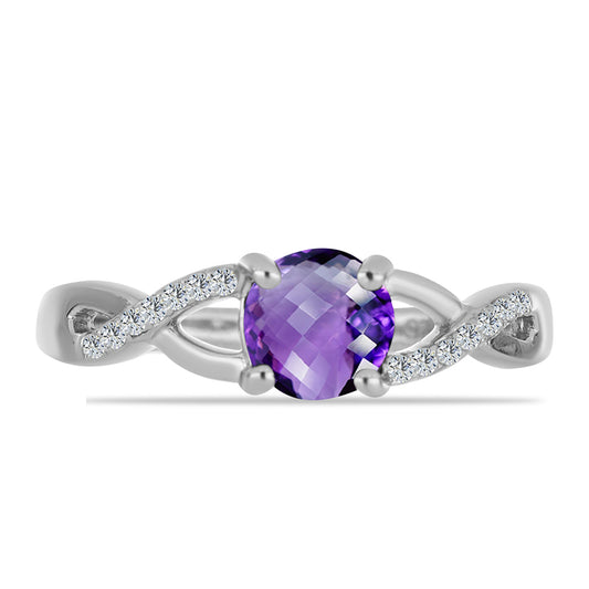 Silberring mit marokkanischem Amethyst und weißem Topas