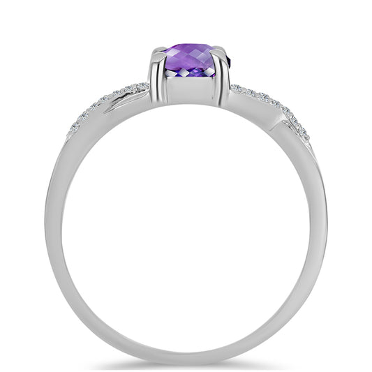 Silberring mit marokkanischem Amethyst und weißem Topas