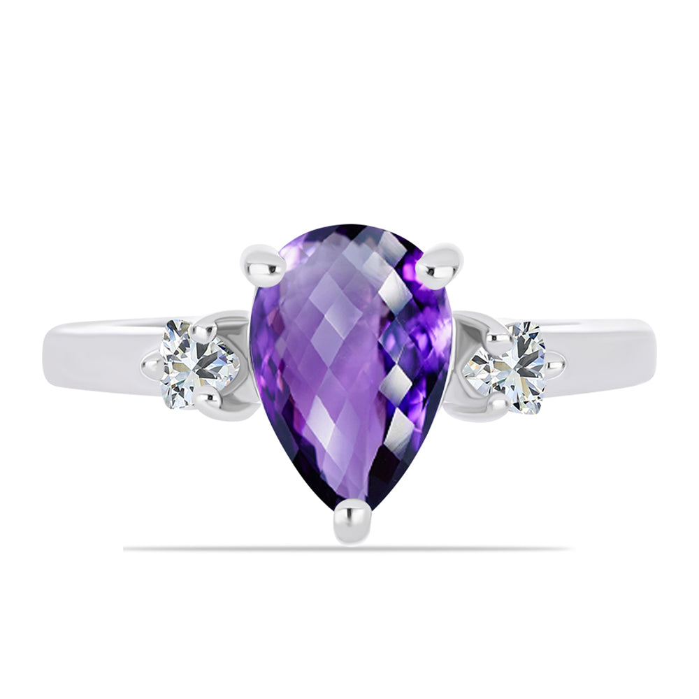 Silberring mit marokkanischem Amethyst und weißem Topas 1 