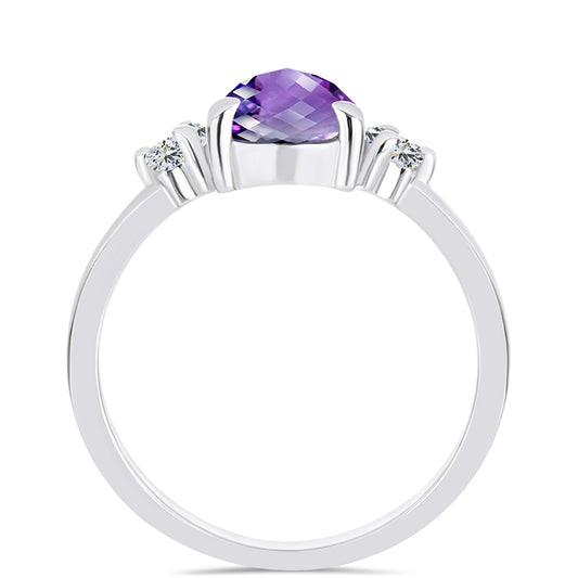 Silberring mit marokkanischem Amethyst und weißem Topas