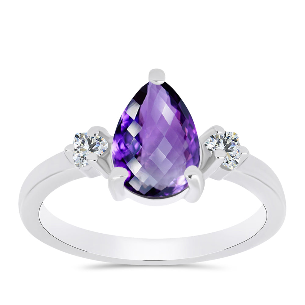 Silberring mit marokkanischem Amethyst und weißem Topas 3 