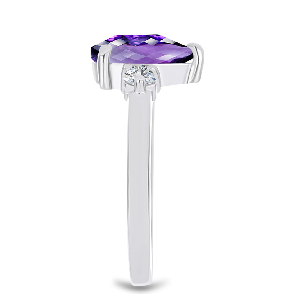 Silberring mit marokkanischem Amethyst und weißem Topas 4 