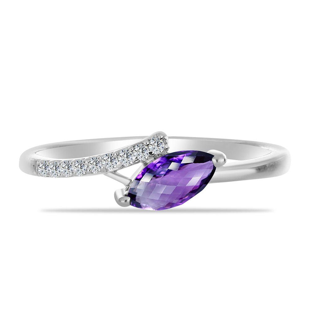 Silberring mit marokkanischem Amethyst und weißem Topas 1 