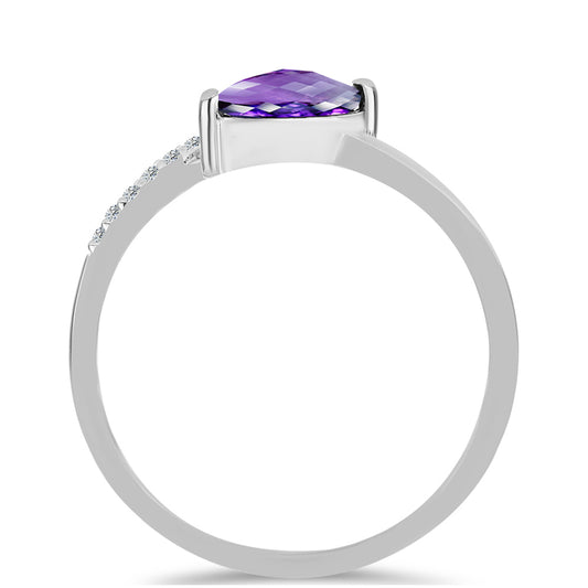 Silberring mit marokkanischem Amethyst und weißem Topas
