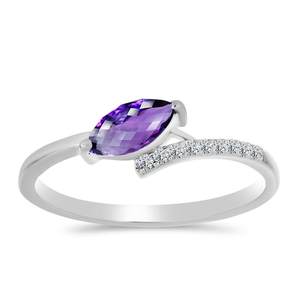 Silberring mit marokkanischem Amethyst und weißem Topas 3 