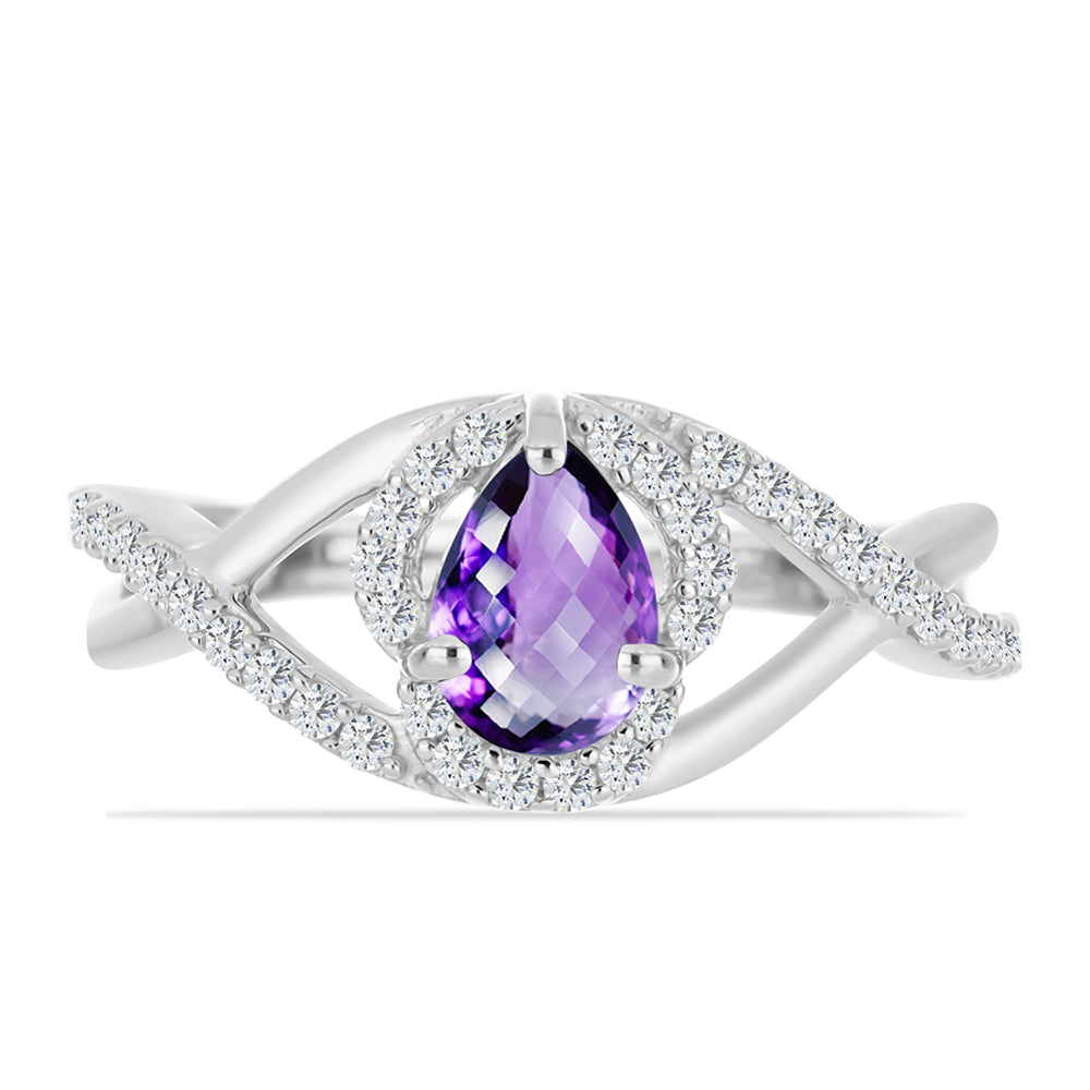 Silberring mit marokkanischem Amethyst und weißem Topas 1 