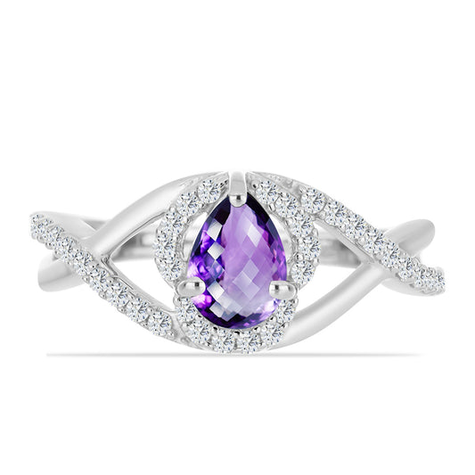 Silberring mit marokkanischem Amethyst und weißem Topas