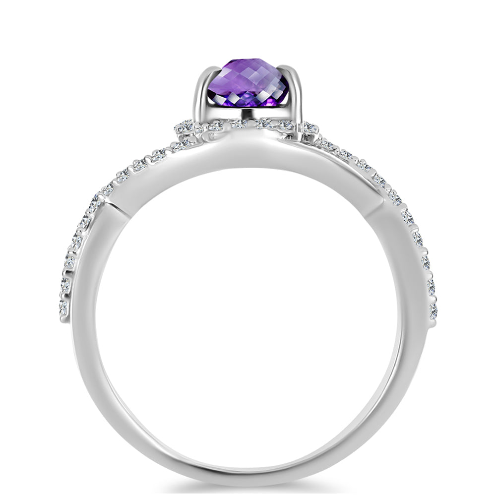 Silberring mit marokkanischem Amethyst und weißem Topas 2 