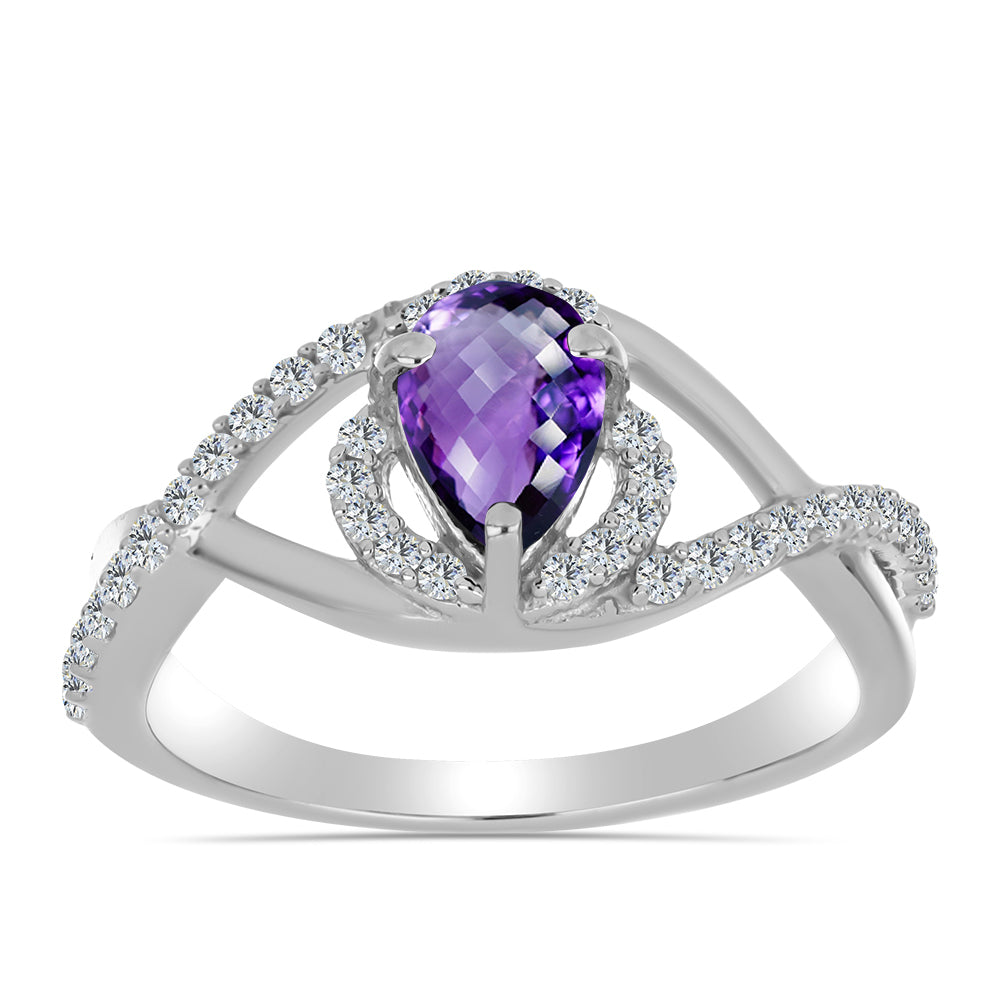 Silberring mit marokkanischem Amethyst und weißem Topas 3 