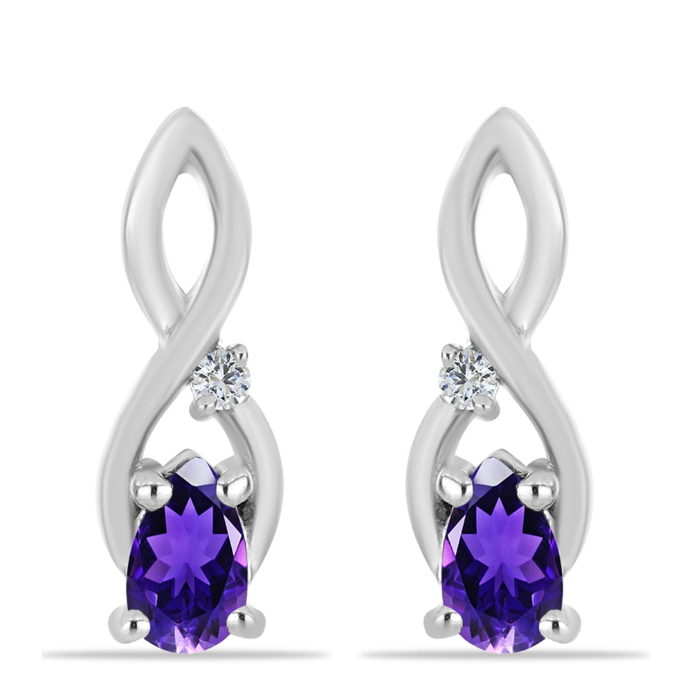 Silberohrringe mit marokkanischem Amethyst und weißem Topas 1 